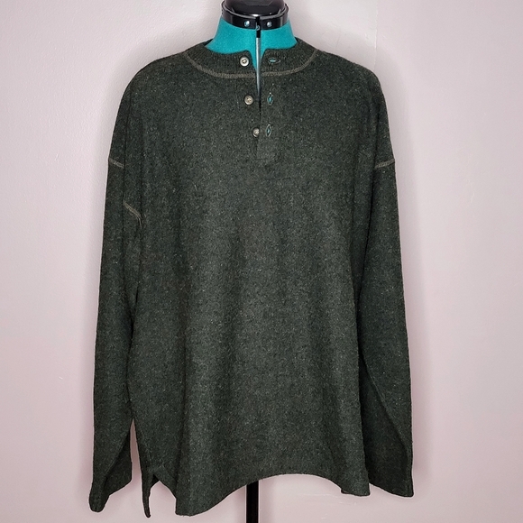 Pure and Simple Men's Henley Sweater Lambswool size Large - Picture 1 of 4